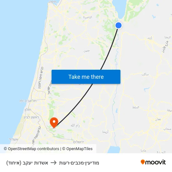 אשדות יעקב (איחוד) to מודיעין-מכבים-רעות map