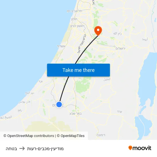 בטחה to מודיעין-מכבים-רעות map