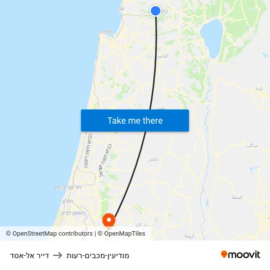 דייר אל-אסד to מודיעין-מכבים-רעות map