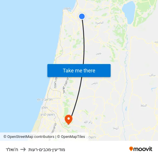 ח'ואלד to מודיעין-מכבים-רעות map