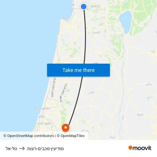 טל-אל to מודיעין-מכבים-רעות map