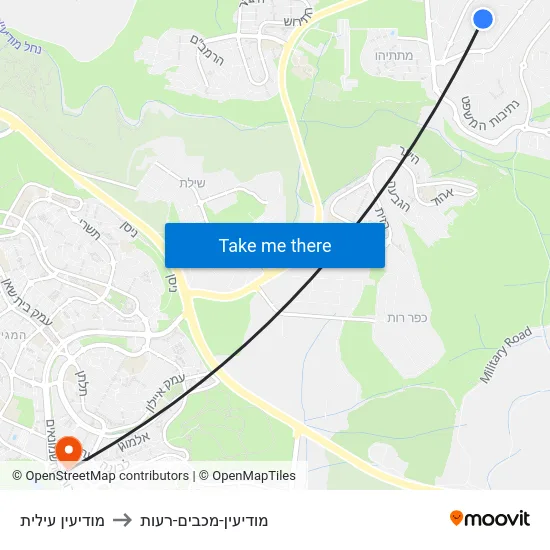 מודיעין עילית to מודיעין-מכבים-רעות map