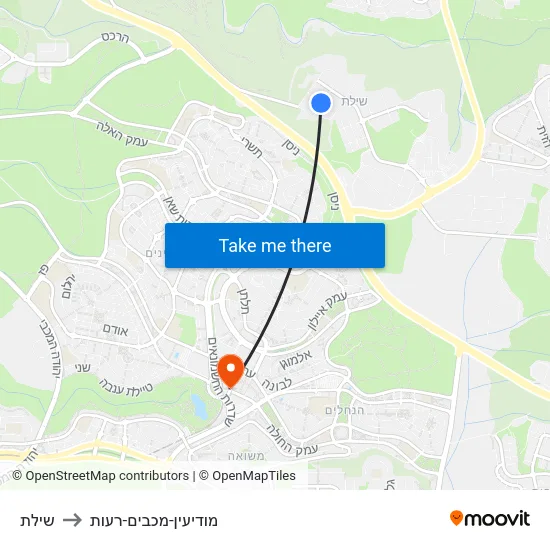 שילת to מודיעין-מכבים-רעות map