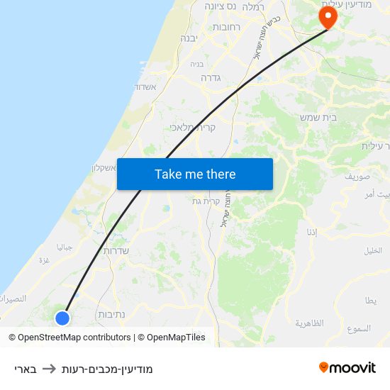 בארי to מודיעין-מכבים-רעות map