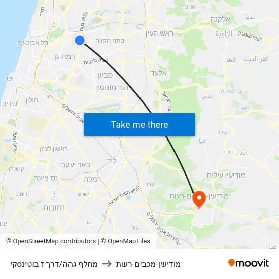 מחלף גהה/דרך ז'בוטינסקי to מודיעין-מכבים-רעות map