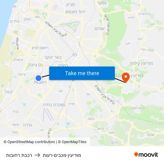 רכבת רחובות to מודיעין-מכבים-רעות map