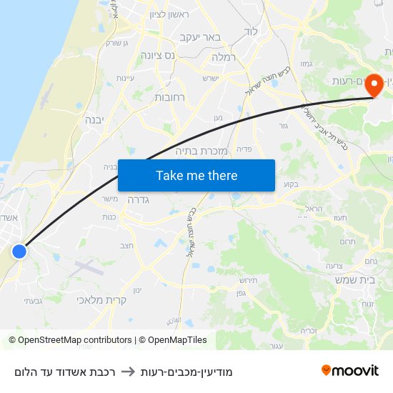 רכבת אשדוד עד הלום to מודיעין-מכבים-רעות map