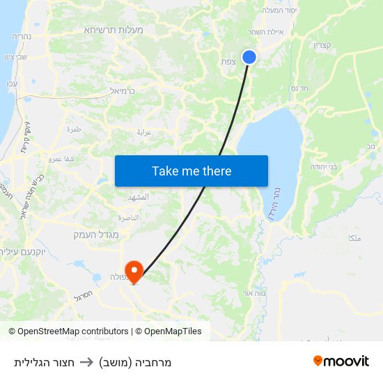 חצור הגלילית to מרחביה (מושב) map