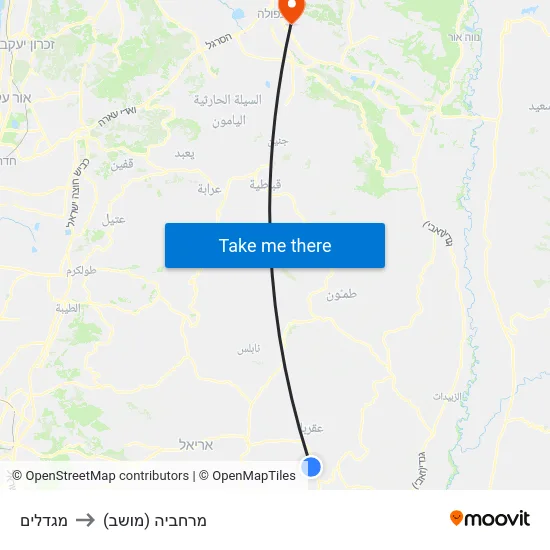 מגדלים to מרחביה (מושב) map