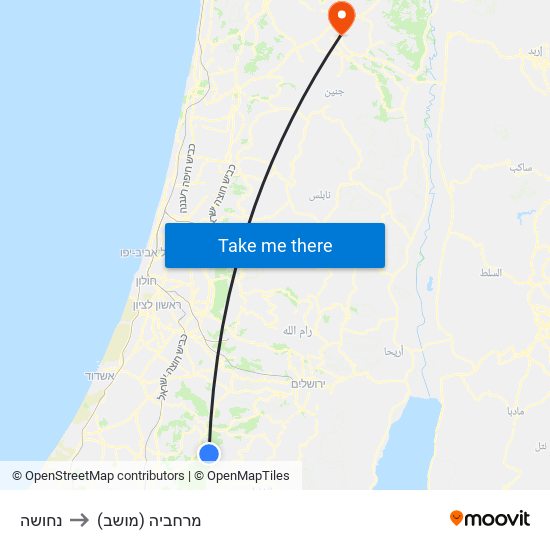 נחושה to מרחביה (מושב) map