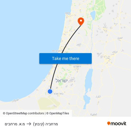 מ.א. מרחבים to מרחביה (קיבוץ) map