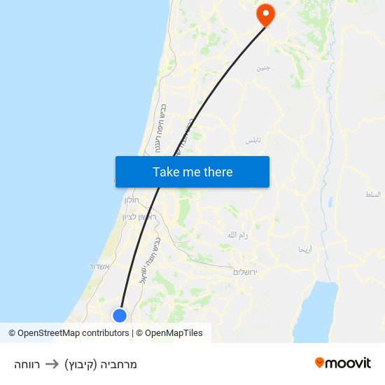 רווחה to מרחביה (קיבוץ) map