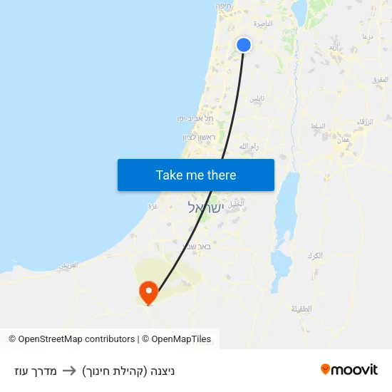 מדרך עוז to ניצנה (קהילת חינוך) map