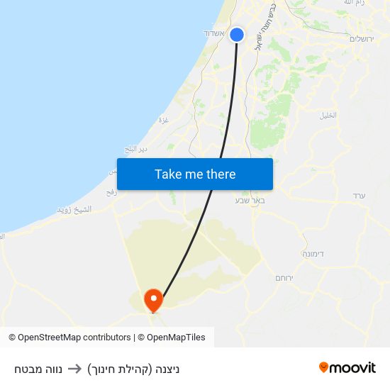 נווה מבטח to ניצנה (קהילת חינוך) map