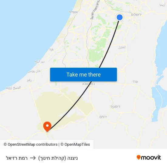 רמת רזיאל to ניצנה (קהילת חינוך) map