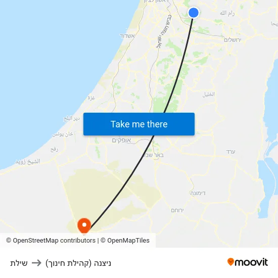שילת to ניצנה (קהילת חינוך) map