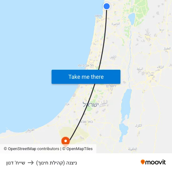 שייח' דנון to ניצנה (קהילת חינוך) map