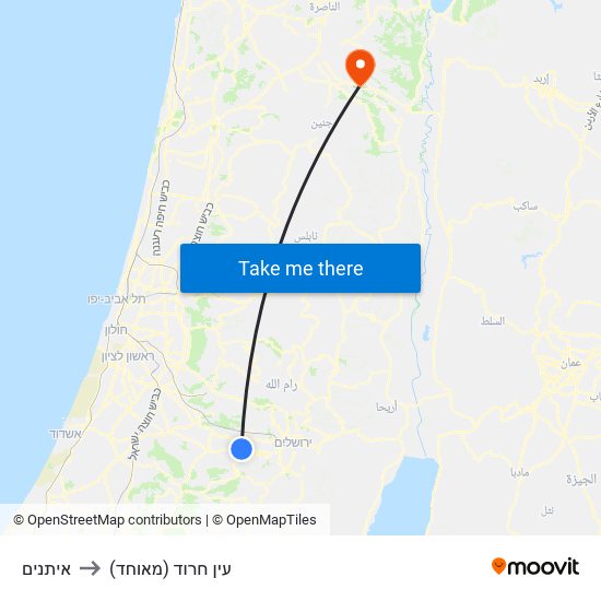 איתנים to עין חרוד (מאוחד) map