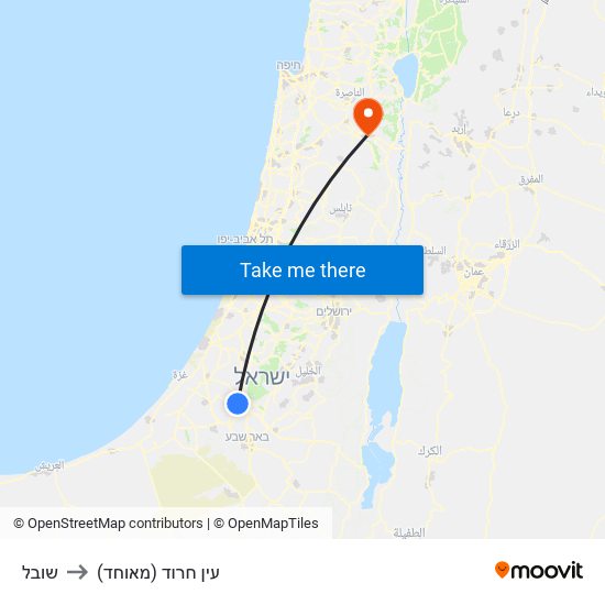 שובל to עין חרוד (מאוחד) map
