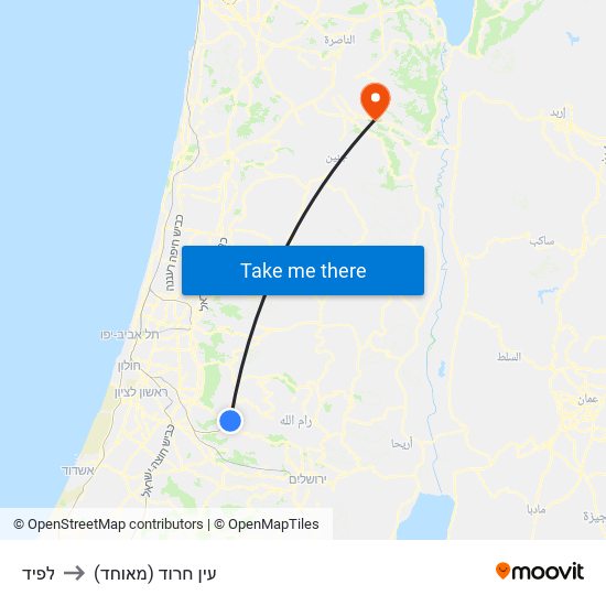 לפיד to עין חרוד (מאוחד) map