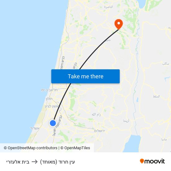 בית אלעזרי to עין חרוד (מאוחד) map