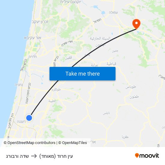 שדה ורבורג to עין חרוד (מאוחד) map