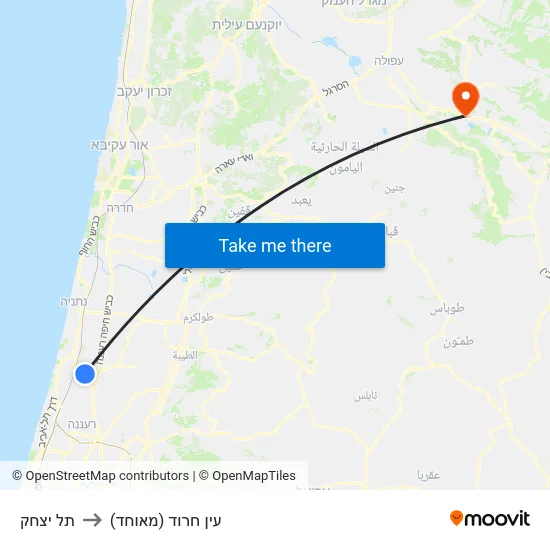 תל יצחק to עין חרוד (מאוחד) map
