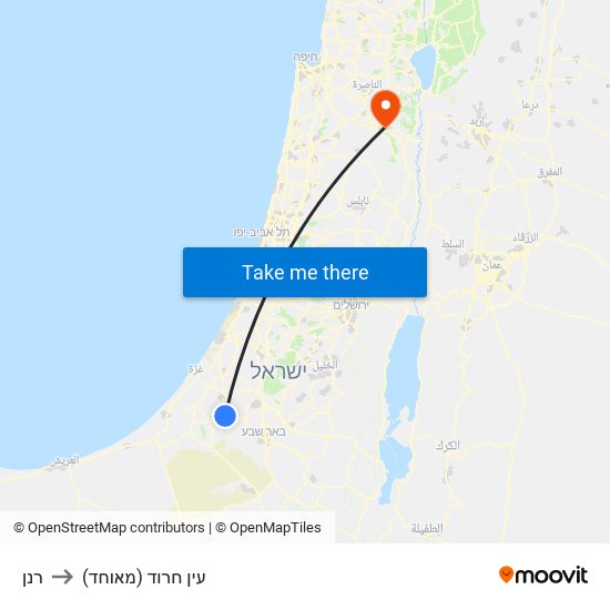 רנן to עין חרוד (מאוחד) map