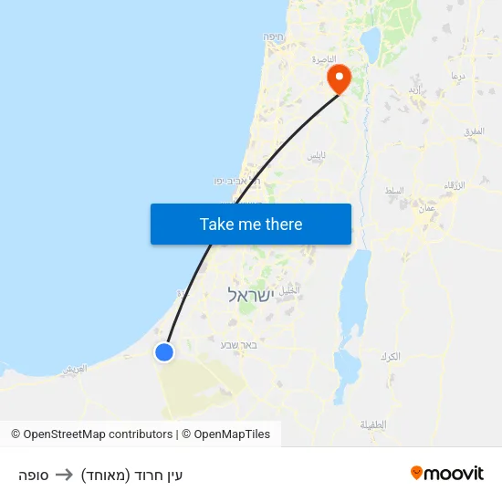 סופה to עין חרוד (מאוחד) map