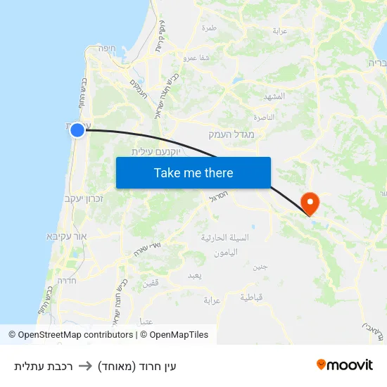 רכבת עתלית to עין חרוד (מאוחד) map