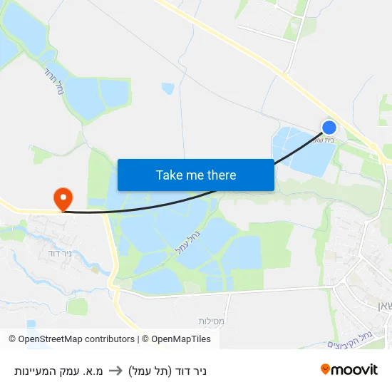 מ.א. עמק המעיינות to ניר דוד (תל עמל) map