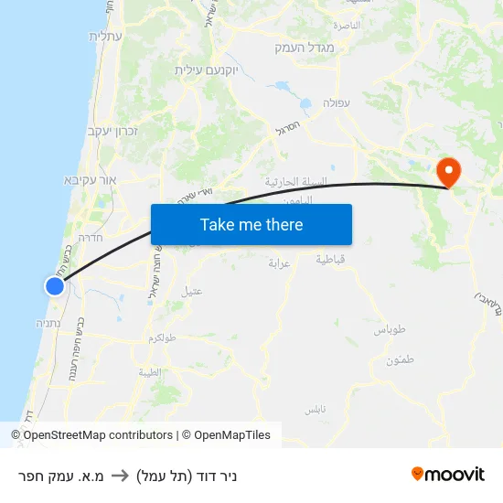 מ.א. עמק חפר to ניר דוד (תל עמל) map