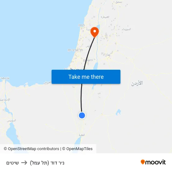שיטים to ניר דוד (תל עמל) map