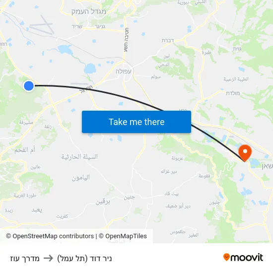 מדרך עוז to ניר דוד (תל עמל) map