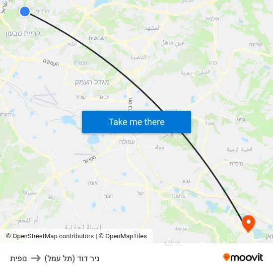 נופית to ניר דוד (תל עמל) map
