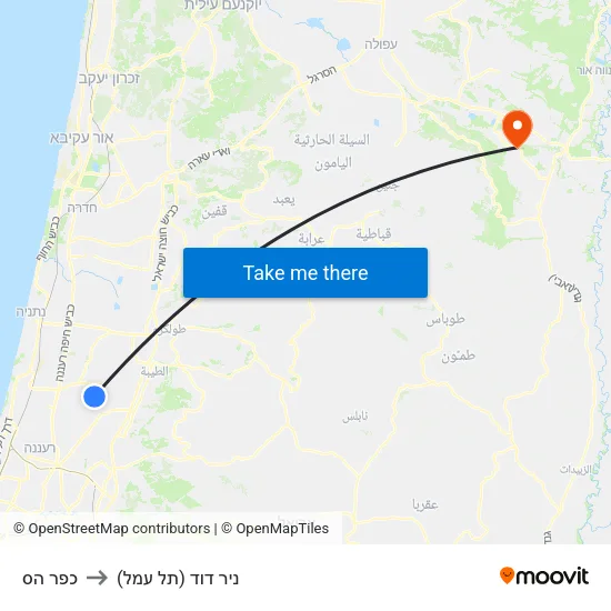 כפר הס to ניר דוד (תל עמל) map