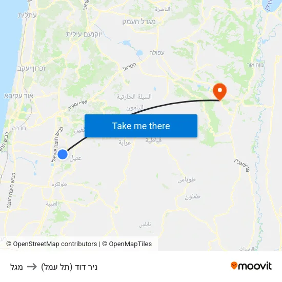 מגל to ניר דוד (תל עמל) map