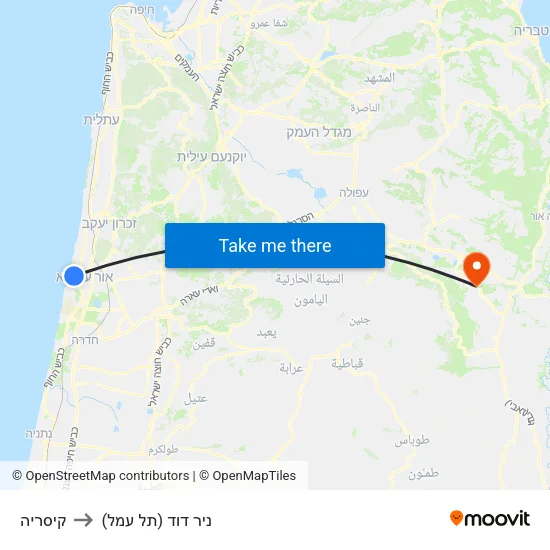 קיסריה to ניר דוד (תל עמל) map