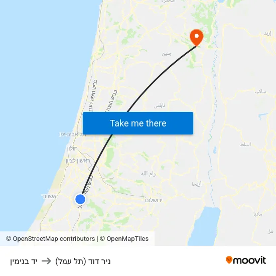 יד בנימין to ניר דוד (תל עמל) map