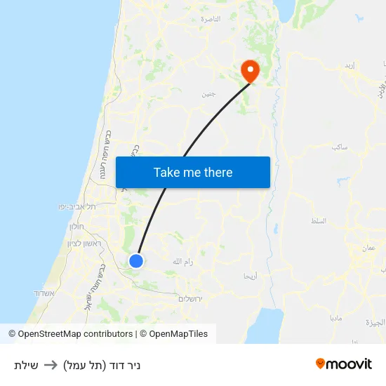 שילת to ניר דוד (תל עמל) map