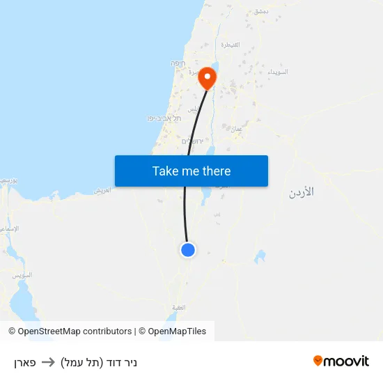 פארן to ניר דוד (תל עמל) map