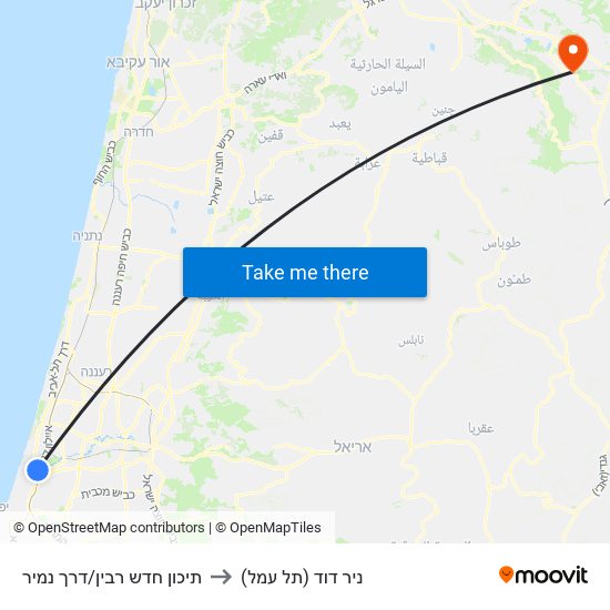 תיכון חדש רבין/דרך נמיר to ניר דוד (תל עמל) map