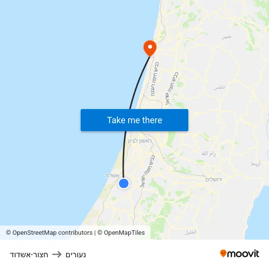 חצור-אשדוד to נעורים map