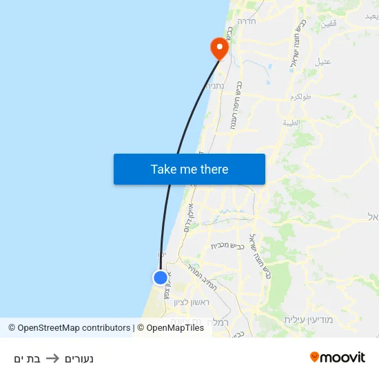 בת ים to נעורים map