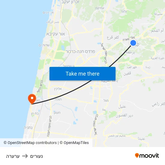 ערערה to נעורים map