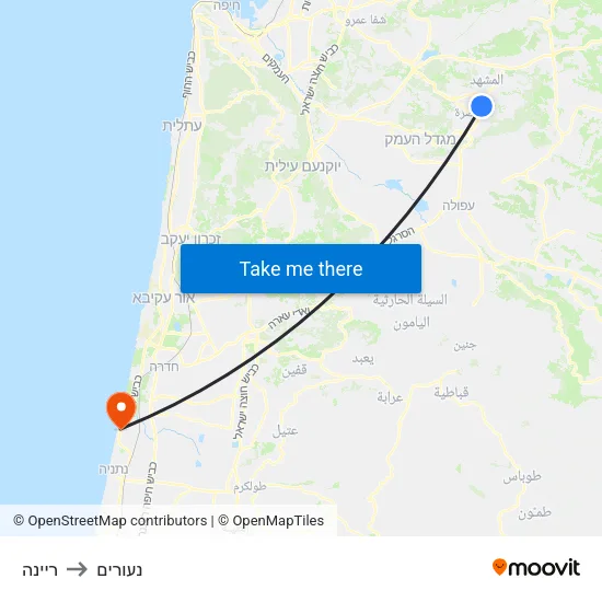 ריינה to נעורים map