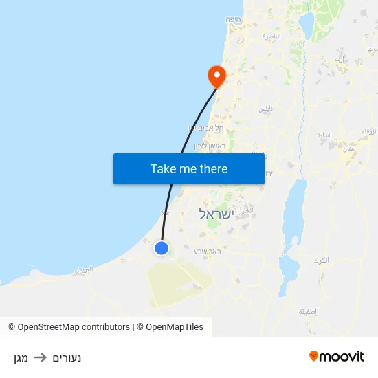 מגן to נעורים map