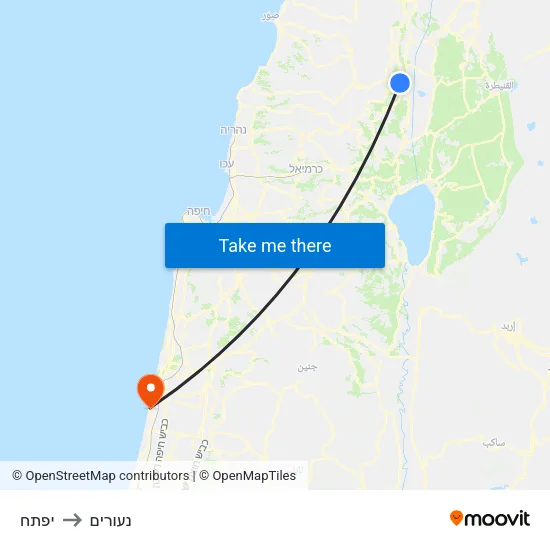 יפתח to נעורים map