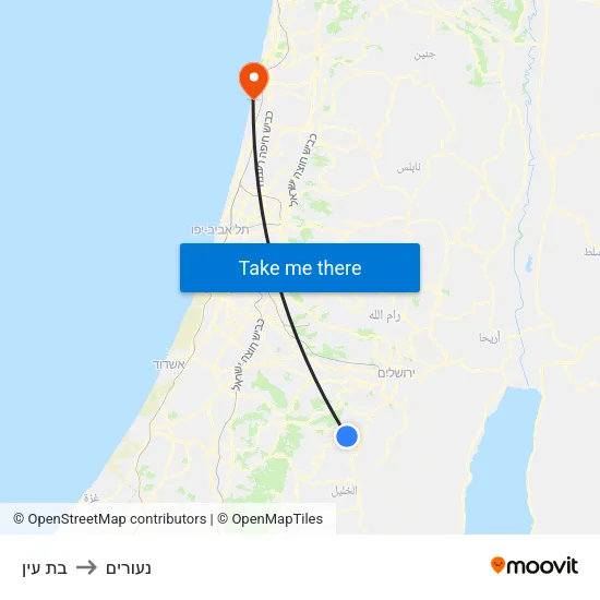 בת עין to נעורים map