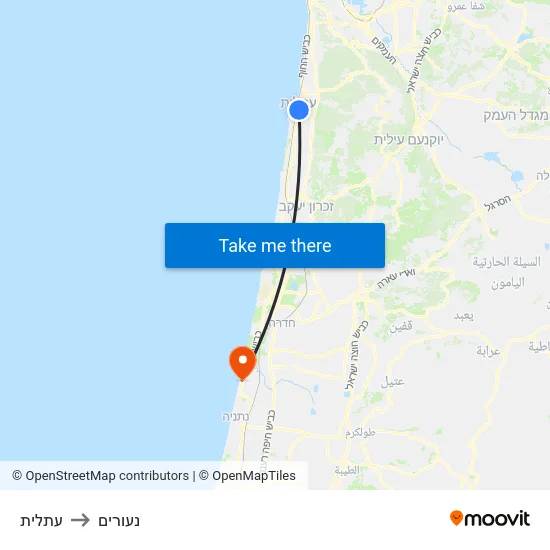 עתלית to נעורים map